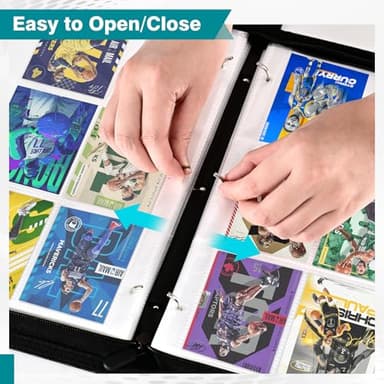 Xrunmix Trading Card Binder, 900 Pockets Card Sleeves with Zipper Card Display, Double Sided Pocket Sports Card Holder, Carry Case for Sports/Game Card(Black) (900 Pockets) - Image 5
