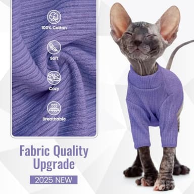 DENTRUN Sphynx Hairless Cats Shirt Pullover Kitten T-Shirts, Breathable Cat Wear Turtleneck Sweater Adorable Cat's Clothes Vest Pajamas Jumpsuit - Image 4