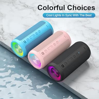 Ortizan Wireless Portable Bluetooth Speaker, IPX7 Waterproof, Dustproof and Rustproof, Powerful 24W Sound, Enhanced Bass, 30 Hour Battery, 360° Party Light, and Stereo Pairing (BT 5.3), Gifts - Pink - Image 7