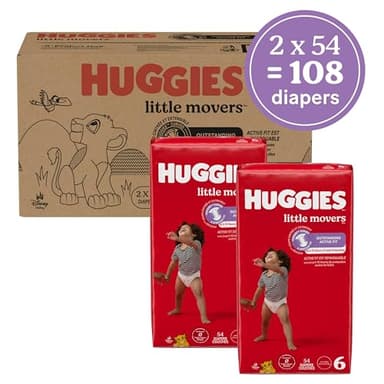 Huggies Size 6 Diapers, Little Movers Baby Diapers, Size 6 (35+ lbs), 108 Count (2 Packs of 54), Packaging May Vary - Image 2