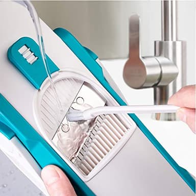 ONCE FOR ALL Safe Mandoline Slicer 5 in 1 Vegetable Cutter, Strips Julienne Dicer Adjustable Thickness 0.1-8 mm for Kitench Fast Meal Prep (Blue) - Image 5