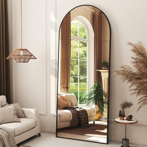 XRAMFY 56"x21" Arched Full Length Mirror Floor Mirrors with Aluminum Alloy Frame Free-Standing Wall Mounted Floor Mirrors or Large Dressing Mirror, Black Mirror Full Length - Image 1