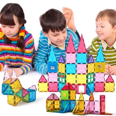 Jasonwell Magnetic Tiles Kids Magnetic Blocks 60PCS Building Sets 3D Magnet Tile Building Blocks Toy Construction Educational STEM Toys Gifts for Toddlers Boys Girls 3 4 5 6 7 8 9 10 + Year Old - Image 5