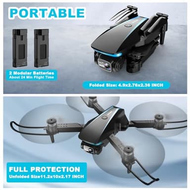 Oddire Drone with Camera - Drones for Adults, with 2 Batteries, Carrying Case, Propellers, 1080P HD Foldable Drone with Stable Hover, Trajectory Flight, Gravity Control, One Key Take Off/Land, 3D Flip - Image 7