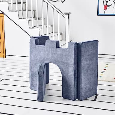 Yourigami Kids and Toddler Play Castle, Playroom Couch Add-On Set, Durable Modular Design, Blue Lagoon - Image 7