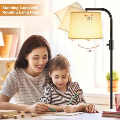 Ambimall 𝐅𝐮𝐥𝐥𝐲 𝐃𝐢𝐦𝐦𝐚𝐛𝐥𝐞 Floor Lamp - Floor Lamps 9W 𝐋𝐄𝐃 Light Bulb Included, Standing Lamps for Living Room with Adjust Head, Modern Standing Tall Light Rotary Switch for Office - Image 4