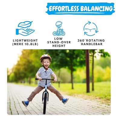 bicystar 16 Inch Balance Bike, Toddler Bicycle Ages 5-8, Air Tires, No Pedals Push Bike, Toddler Outdoor Toy Bike for Kids, Boys Girls, Blue - Image 3