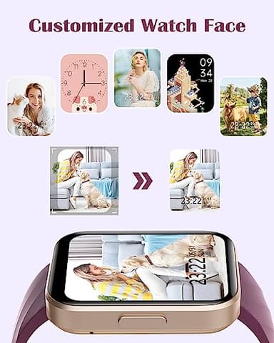 RUIMEN Smart Watches for Women Men (Answer/Make Calls) Compatible with iPhone/Android Phones, 1.85" HD Screen Fitness Tracker Heart Rate Monitor 100+ Sports Tracker Watch Waterproof (Purple) - Image 4