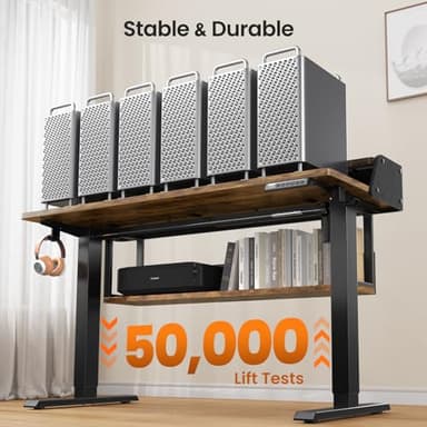 ErGear Standing Desk, 55" x 28" Electric Height Adjustable Desk with Shelves, Vintage Brown - Image 4