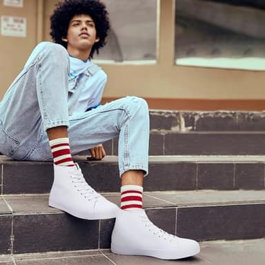 hash bubbie Unisex Canvas High top Sneakers Women's Classic Fashion High Tops Canvas Shoes Casual Tennis Shoes for Men（White.US9.5W/7.5M） - Image 4