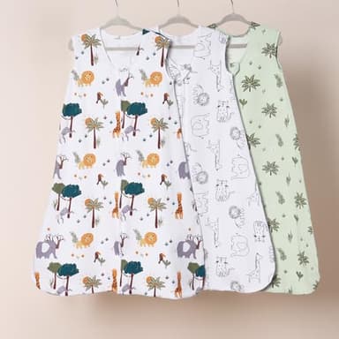 david's kids 3 Pack 100% Cotton Baby Sleep Sack 18-24 Months, Soft Baby Wearable Blankets with 2-Way Zipper, Comfy Toddler Sleeping Bags for Boys Girls Neutral, X-Large Size, Woodland Animals - Image 3