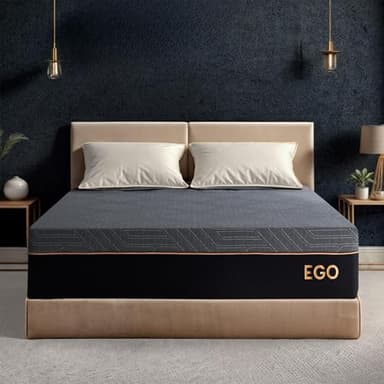 EGOHOME 12 Inch King Size Mattress, Copper Gel Cooling Memory Foam for Back Pain Relief, Therapeutic Bed in a Box, Foam Made in USA, CertiPUR-US Certified, 76x80x12 Black - Image 1