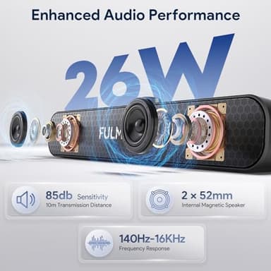 FULMINARE Bluetooth Speaker with 26W HD Sound, Portable Speaker Up to 30H Playtime, AUX&TF-Card&USB Input, LED Lights, Speakers Bluetooth 5.3 Wireless for Home/Party/Outdoor, (Black) - Image 2