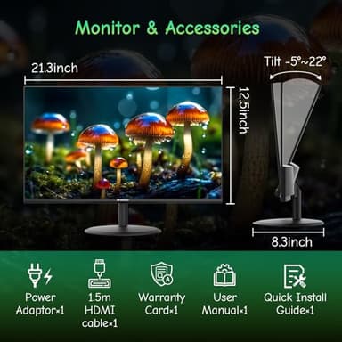 SANSUI Computer Monitor 24 inch Eye Care 1080P Display HDMI,VGA Ports with 178° Viewing Angle/Frame-Less/Tilt/VESA Compatible for Office and Home - Image 7