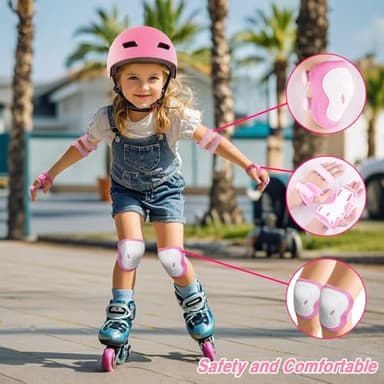Kids Bike Helmet for 3-5-8-14+ Age Girls and Boys, Kids Helmet with Knee Pads Elbow Pads Wrist Guards,Ventilation Multi-Sport Scooter Roller Skate Rollerblading Skateboarding Climbing Cycling - Image 2