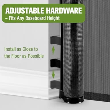 Baby Gate Extra Wide 65" Space Saving Retractable Mesh Gates for Kids or Pets Movable Retractable Baby Gates Indoor Outdoor Retractable Gate Dog Gates for Doorways, Stairs, Black - Image 5