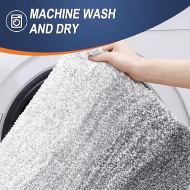 OLANLY Bathroom Rug Mat 30x20, Extra Soft and Absorbent Microfiber Bath Rugs, Non-Slip Plush Shaggy Bath Carpet, Machine Wash Dry, Bath Mats for Bathroom Floor, Tub and Shower, Light Grey - Image 6