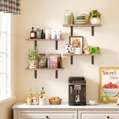 Fixwal Wall Floating Shelves for Room Decor, 4 Sets Floating Shelves for Wall Storage, Wood Wall Mounted Shelf for Bedroom Decor, Bathroom Storage, Book Shelf for Wall-Rustic Brown - Image 7