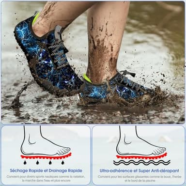 Built-in Heel Grips Water Shoes for Kids Girls Boys Hiking Shoes Wide Barefoot Swim Beach Pools Aqua Socks Slip-On Quick Dry Lightweight for Big Little Kids Toddler - Image 3