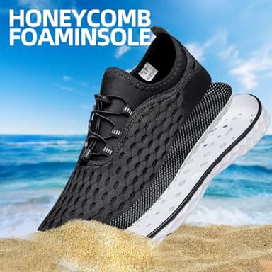 DOUSSPRT Women's Water Shoes Quick Drying Sports Aqua Shoes Blackwhite Size 11 - Image 4