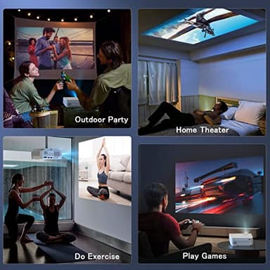 Projector with WiFi and Bluetooth, FUDONI 5G WiFi Native 1080P Outdoor Projector 15000L Support 4K, Portable Movie Projector with Screen and Max 300", for iOS/Android/Laptop/TV Stick/HDMI/USB/VGA/TF - Image 7