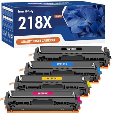 218X Toner Cartridges 4 Pack 218A 3301cdw Compatible Replacement for HP 218X 218A Color Laserjet Pro MFP 3301cdw 3301fdw 3201dw 3301sdw Printer W2180X High Yield Ink Set (B/C/Y/M) - Image 1