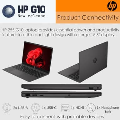HP Laptop 255 G10 Notebook • 32GB RAM • 1TB SSD • 15.6" Full HD IPS Display • Ryzen 3 7330U Processor • HDMI • USB-C • Wi-Fi 6 • Bluetooth 5 • Windows 11 Pro • Business or Personal Use - Image 3