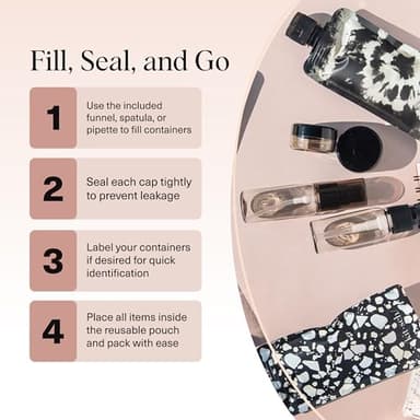 Kitsch 11 PCS Travel Bottles for Toiletries – Travel Essentials Kit for Shampoo, Conditioner, Lotion & More - TSA Approved Travel Bottles, Leak-Proof Refillable Travel Size Containers - Black & Ivory - Image 7