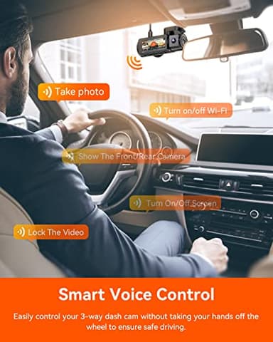 Vantrue N4 Pro 4K 3 Channel Dash Cam, STARVIS 2 IMX678 x PlatePix™ x HDR Night Vision, 4K+1080P+1080P Front Inside and Rear Dash Camera, Voice Control, WiFi, GPS, 24H Parking Mode, Support 512GB Max - Image 5