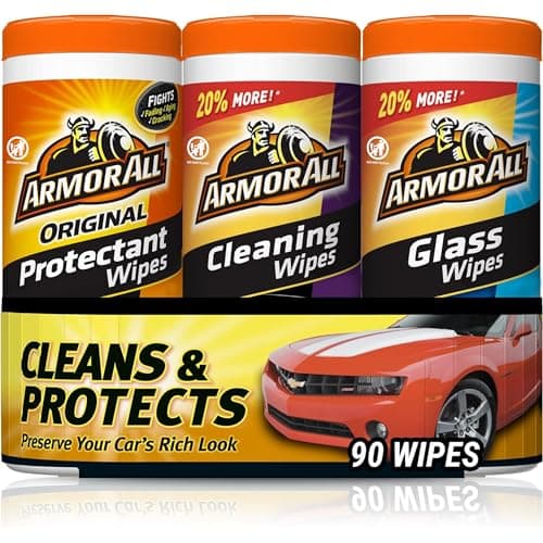 Armor All Protectant, Glass and Cleaning Wipes, Wipes for Car Interior and Car Exterior, 30 Count Each (Pack of 3) - Image 1