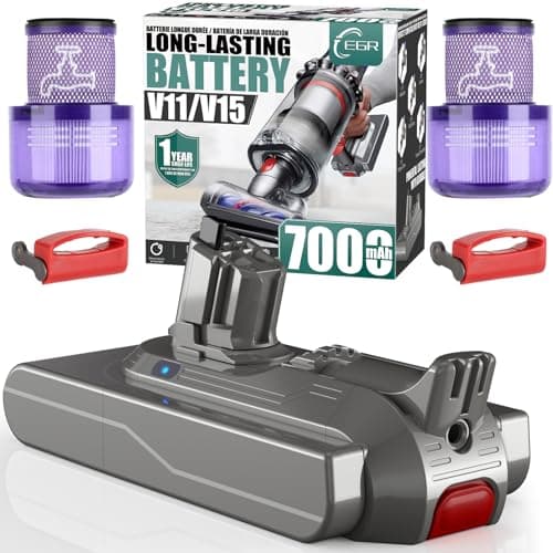 EGR 7000mAh V11 Battery Replacement Compatible with Dyson V15 Button Click in Installation Style Battery V11 V15 SV15 SV16 SV22 970425-01 Vacuum Cleaner (Not Fit for Fixing Styles with Screws) - Image 1