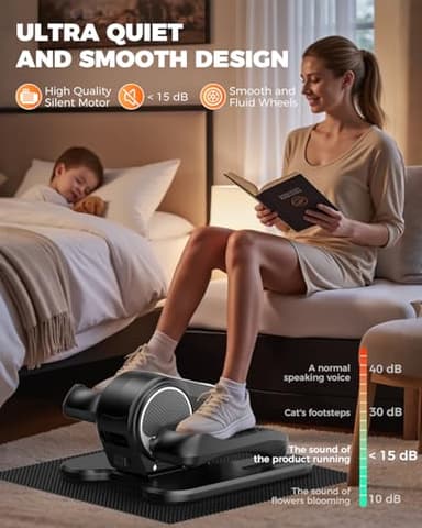 Under Desk Elliptical Machine for Home Workout, 12 Levels Speeds Ellipse Leg Exerciser While Sitting Quiet & Portable Seated Pedal Exerciser with Remote Control & Non-Slip Pad (Black) - Image 6