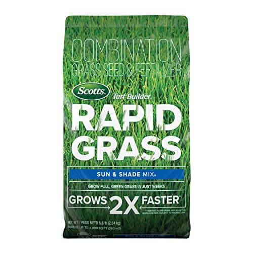 Scotts Turf Builder Rapid Grass Sun and Shade Mix, Combination Grass Seed and Fertilizer, Grows Green Grass in Just Weeks, 5.6 lbs. - Image 1