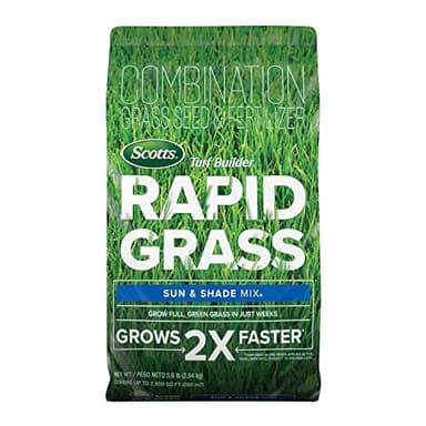 Scotts Turf Builder Rapid Grass Sun and Shade Mix, Combination Grass Seed and Fertilizer, Grows Green Grass in Just Weeks, 5.6 lbs. - Image 1