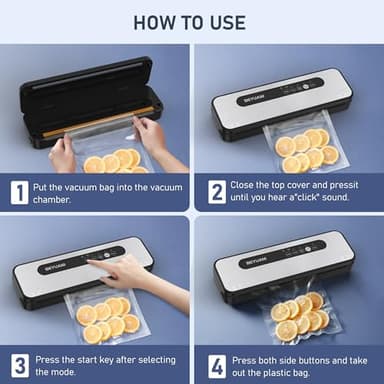 Vacuum Sealer Machine -85KPA Food Vacuum Sealer - 5 in1 Food Sealer Vacuum Sealer with Dry&Moist Modes, Includes 15PCS Storage Bags, 1 Air Suction Hose, 1Cutter - Image 8