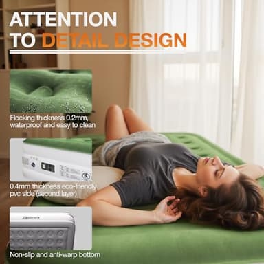 Zearna Air Mattress with Built in Pump - Upgraded Twin Blow Up Mattress, 2 Mins Quick Self Inflatable with Double Air Chamber,18"/550lbs Max, Strong Support, for Camping,Home,Guests,Portable Travel - Image 4