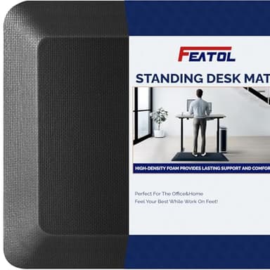 FEATOL Anti Fatigue Mat for Standing, 9/10 Extra Thick Ergonomic Standing Desk Mat, Comfort & Durable Memory Foam Standing Mat at Home,Office All Day (20" x 32", Black, 1PC) - Image 1