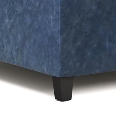 SIMPLIHOME Harrison 36 inch Wide Transitional Square Coffee Table Storage Ottoman in Denim Blue Vegan Faux Leather, Assembled, For the Living Room and Bedroom - Image 9