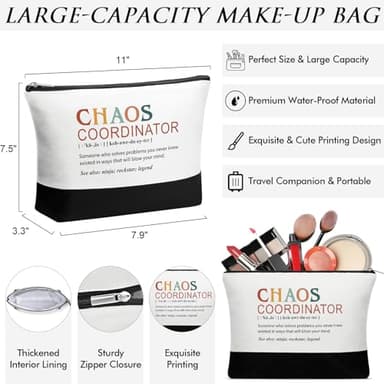 Thank You Gifts for Women, Administrative Professional Day Gifts, Chaos Coordinator Gifts for Coworker Boss Lady Manager Nurse Employee Teacher Appreciation Gifts Birthday - Canvas Tote Bag Makeup Bag - Image 7