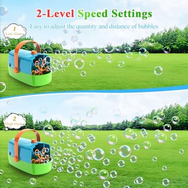 Wisdomlit Bubble Machine, 3-in-1 Bubble Maker, Automatic Bubble Blower with 3 Bubble Wands, 8000+ Colorful Bubbles for Kids Toddlers, Operated by Plug-in or Batteries for Indoor Outdoor Birthday Party - Image 5