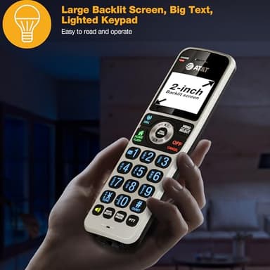 AT&T Cordless Phone 5 Handset with Bluetooth, Landline Phones for Home, Answering System, Smart Call Blocker, DECT 6.0 Extended Range, 2" Backlit Screen, Lighted Keypad with Big Buttons, BL3107-5 - Image 6