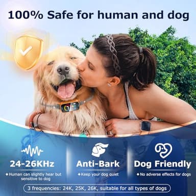 Ultrasonic Smart Bark Collar for Large Medium Small for Dogs Automatic Anti Barking Training Collar Rechargeable Bark Collar with Waterproof Vibration and Beep 7 Sensitivity Orange - Image 2