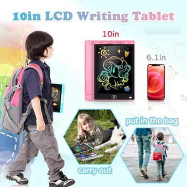 KTEBO® 2 Pack 10 Inch LCD Writing Tablet for Kids, Electronic Drawing Pad and Doodle Board for Ages 3-8, Birthday and Christmas Gifts for Boys and Girls,Stocking Stuffers Drawing Board (Pink & Blue) - Image 2