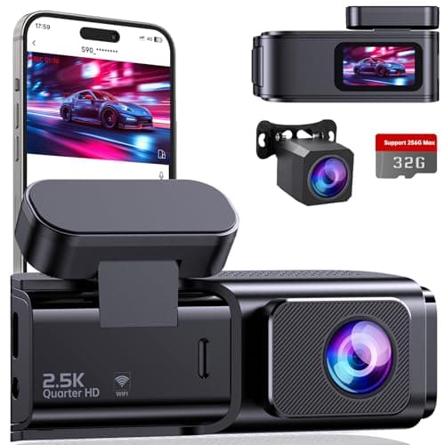 Dash Cam Front and Rear: 2.5K+1080P Dual Dash Camera for Cars, Ecomoment Car Camer with 1.47" IPS Screen, Built-in Wi-Fi, 170° Wide Angle, Night Vision, G-Sensor, 24H Parking Mode, Included 32GB Card - Image 1