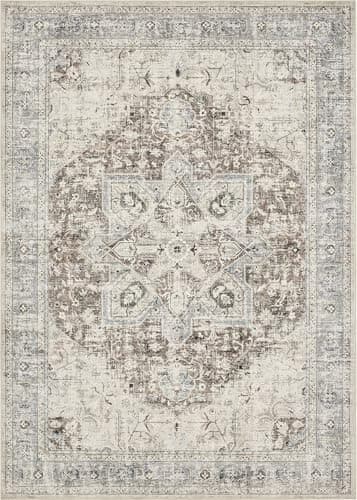 Tortania Area Rug Living Room Rugs - 8x10 Washable Boho Rug Vintage Oriental Distressed Farmhouse Large Thin Indoor Carpet for Living Room Bedroom Under Dining Table Home Office - Brown Blue - Image 9