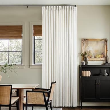 102 Inch Long Curtains Pinch Pleat Linen Curtains for Living Room Bedroom 2 Panels Natural Cream Light Filtering Privacy Neutral 102 Inch Pleated Drapes Hooks Rings Back Tab for Window Sliding Door - Image 1