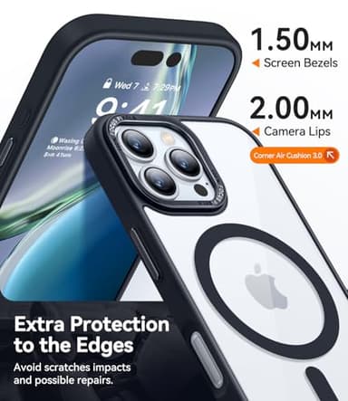 CANSHN Clear Magnetic Compatible with iPhone 16 Pro Max Case [Compatible with Magsafe] [Not Yellowing] Slim Thin Shockproof Protective Bumper Phone Case Cover 6.9 Inch - Black - Image 5