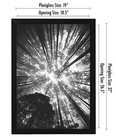 Americanflat 19x27 Poster Frame with Polished Plexiglass - Black Picture Frame - Wide Photo Frames Made of Engineered Wood for Vertical or Horizontal Wall Display - Epic Collection - Black - Image 2
