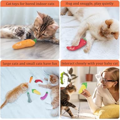 ETEKYER Catnip Cat Toys, Cat Nip Kitten Toy for Indoor Cats Kitty Kicker, Durable Kitten Teething Chew Toy, 5 Pack, Vegetable Shape - Image 6