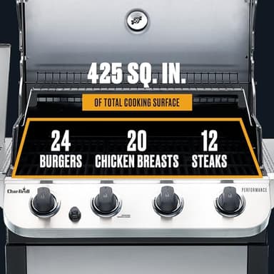 Char-Broil Performance Series Convective 4-Burner with Side Burner Cart Propane Gas Stainless Steel Grill - 463377319 - Image 10